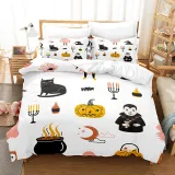 Pumpkin Lantern Cat Spider Halloween Bedding Full Twin Queen King Quilt Duvet Covers Sets