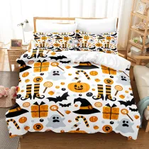 Printed Pumpkin Lantern Candy Halloween Bedding Full Twin Queen King Quilt Duvet Covers Sets