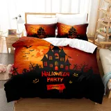 Printed Pumpkin Lantern Ghost Happy Halloween Bedding Full Twin Queen King Quilt Duvet Covers Sets