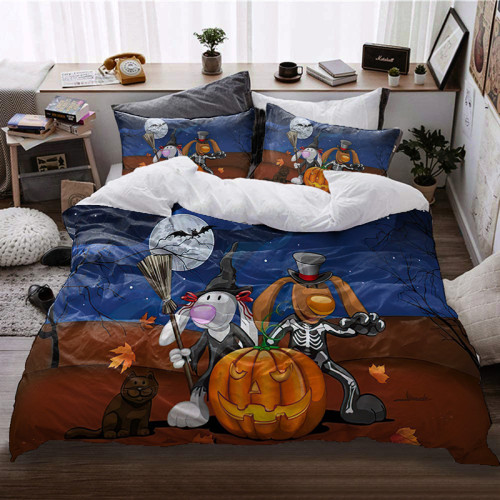Funny Pumpkin Lantern Halloween Night Bedding Full Twin Queen King Quilt Duvet Covers Sets
