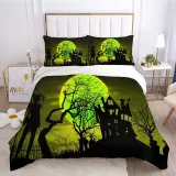 Halloween Night Bat Haunted House Bedding Full Twin Queen King Quilt Duvet Covers Sets