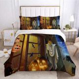 Printed Pumpkin Lantern Ghost Halloween Bedding Full Twin Queen King Quilt Duvet Covers Sets