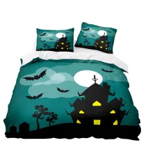 Haunted House Bat Halloween Night Bedding Full Twin Queen King Quilt Duvet Covers Sets
