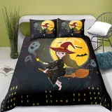 Halloween Witch Stars Bedding Full Twin Queen King Quilt Duvet Covers Sets