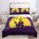 Haunted House Bat Halloween Night Bedding Full Twin Queen King Quilt Duvet Covers Sets