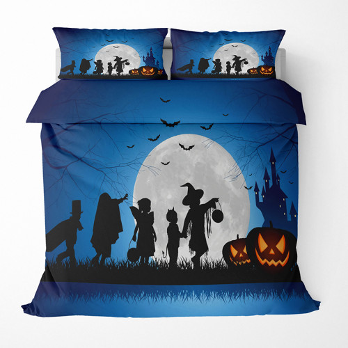Magician Bat Pumpkin Lantern Halloween Bedding Full Twin Queen King Quilt Duvet Covers Sets
