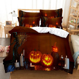 Printed Pumpkin Lantern Spider Web Halloween Bedding Full Twin Queen King Quilt Duvet Covers Sets