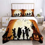 Pumpkin Lantern Bat Wizard Halloween Bedding Full Twin Queen King Quilt Duvet Covers Sets