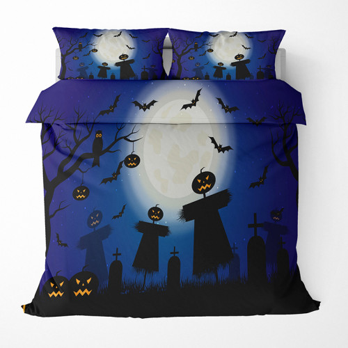 Ghost Bat Pumpkin Lantern Halloween Bedding Full Twin Queen King Quilt Duvet Covers Sets