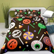 Cartoon Pumpkin Lollipop Candy Halloween Bedding Full Twin Queen King Quilt Duvet Covers Sets