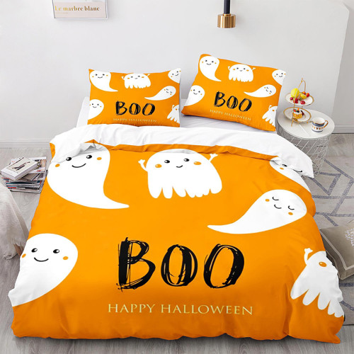 Cartoon Ghost BOO Happy Halloween Bedding Full Twin Queen King Quilt Duvet Covers Sets