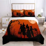 Pumpkin Lantern Bat Wizard Halloween Bedding Full Twin Queen King Quilt Duvet Covers Sets