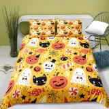 Cartoon Pumpkin Lollipop Candy Halloween Bedding Full Twin Queen King Quilt Duvet Covers Sets