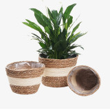 Straw Weaving Flower Basket Portable Handmade Home Decoration