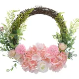 Rose Hydrangea Flower Wreath Front Door Décor Home Wall Hanging Wedding Ornament