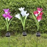 Lily Flower Color Changing Landscape LED Solar Flower Garden Lights