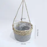 Tondo Rattan Hanging Baskets Flower Pots For Home Garden Decoration