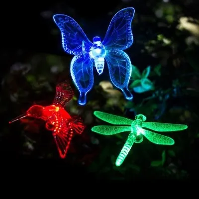 Solar Lawn Lamp Dragonflies Hummingbirds and Butterflies LED Garden Decoration Lamp