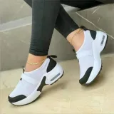 Casual Platform Heels Round Toe Knitting Trainer Sneakers in Neutral
