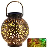 Solar Iron Hollow Hanging Garden Lantern Courtyard Decorative Lamp