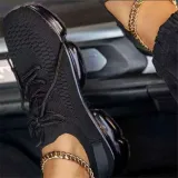 Lace Up Light Breathable Running Shoes Non Slip Knit Sneakers