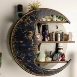 Wood Moon Crystal Shelf Luminous Decorative For Wall Decoration Essential Oil Shelf
