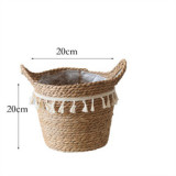Tassel Rattan Straw Flower Basket Woven Bag Decorative Storage Basket Rattan Basket