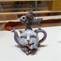 Home Decor Luxury Various Handmade Art Cat Teapot Shape Resin Craft Ornament