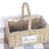 Living Room Decoration Rectangle Wicker Basket Handle For Flowers