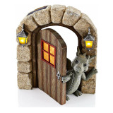 Garden Ornament Dinosaur Opens the Door Fairy House Solar Dinosaur Decorative Lamp