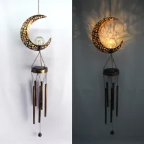 Waterproof Outdoor Garden Path LED Moon Crackle Solar Wind Chime Light
