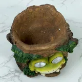 Solar Resin Crafts Tree Stump Frog Flowerpot Garden Decoration