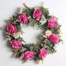 Rose Flower Wreath Front Door Decor Wall Hanging Wedding Ornament
