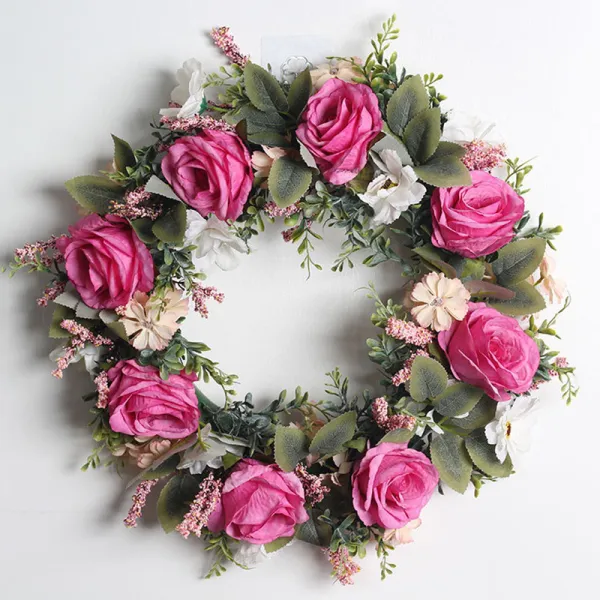 Rose Flower Wreath Front Door Decor Wall Hanging Wedding Ornament