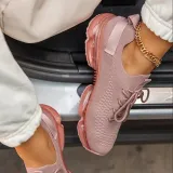 Lace Up Light Breathable Running Shoes Non Slip Knit Sneakers