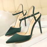 Suede Point Toe Strappy Stiletto Heels Anckle Buckle Party Shoes