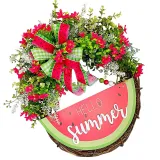 Hello Spring Watermelon Wreath Front Door Decor Wood Hanging Ornament