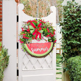 Hello Spring Watermelon Wreath Front Door Decor Wood Hanging Ornament