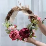 Artificial Peony Wreath Front Door Décor Home Wall Hanging Flower Ornament