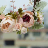 Artificial Peony Wreath Front Door Décor Home Wall Hanging Flower Ornament
