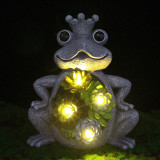 Solar Succulent Frog Resin Animal Night Light Courtyard Garden Landscape Decoration