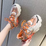Women Breathable Transparent Vamp Lace Up Running Sneakers