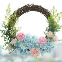 Rose Hydrangea Flower Wreath Front Door Décor Home Wall Hanging Wedding Ornament