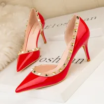 Shallow Patent Leather Women's Shoes Pointed Toe Nude Single Shoes
