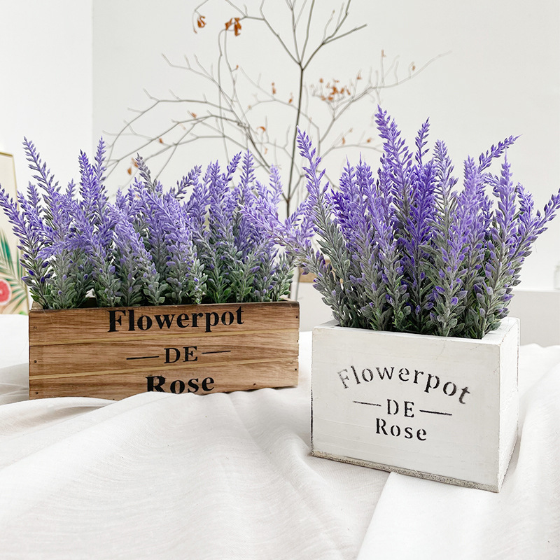 Home Garden Artificial Lavender Flower Basket Decoration