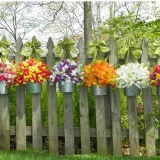 Tulip Bucket Galvanized Metal Front Door Wreath Ribbon Hanging Decor