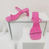 Women Solid Color Rubber Heel Sandals Beach Shoes