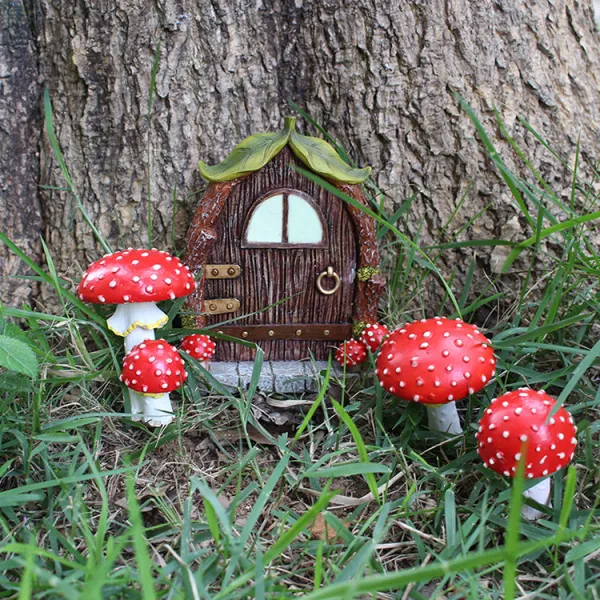 Resin Luminous Home Door And Mushroom Garden Yard Decor