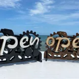 Open-Closed Sign Board Mechanism Convertible Wooden Gear Creative Manual Mechanical Hanging