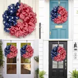 Patriotic Independence Day Wreaths Stripes Stars Wreaths Garland Decor